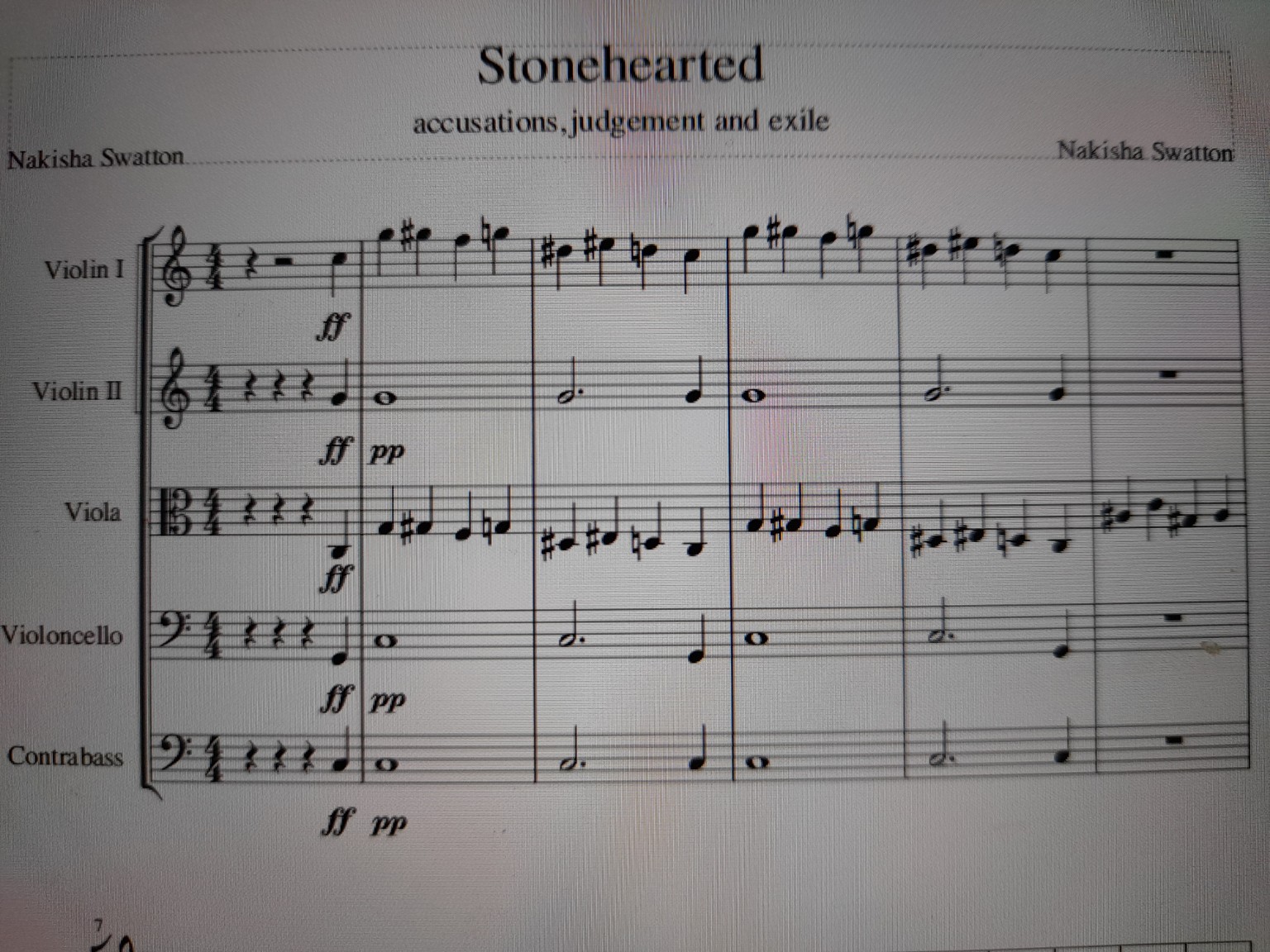 A page from ENNÈ's orchestral score Stonehearted